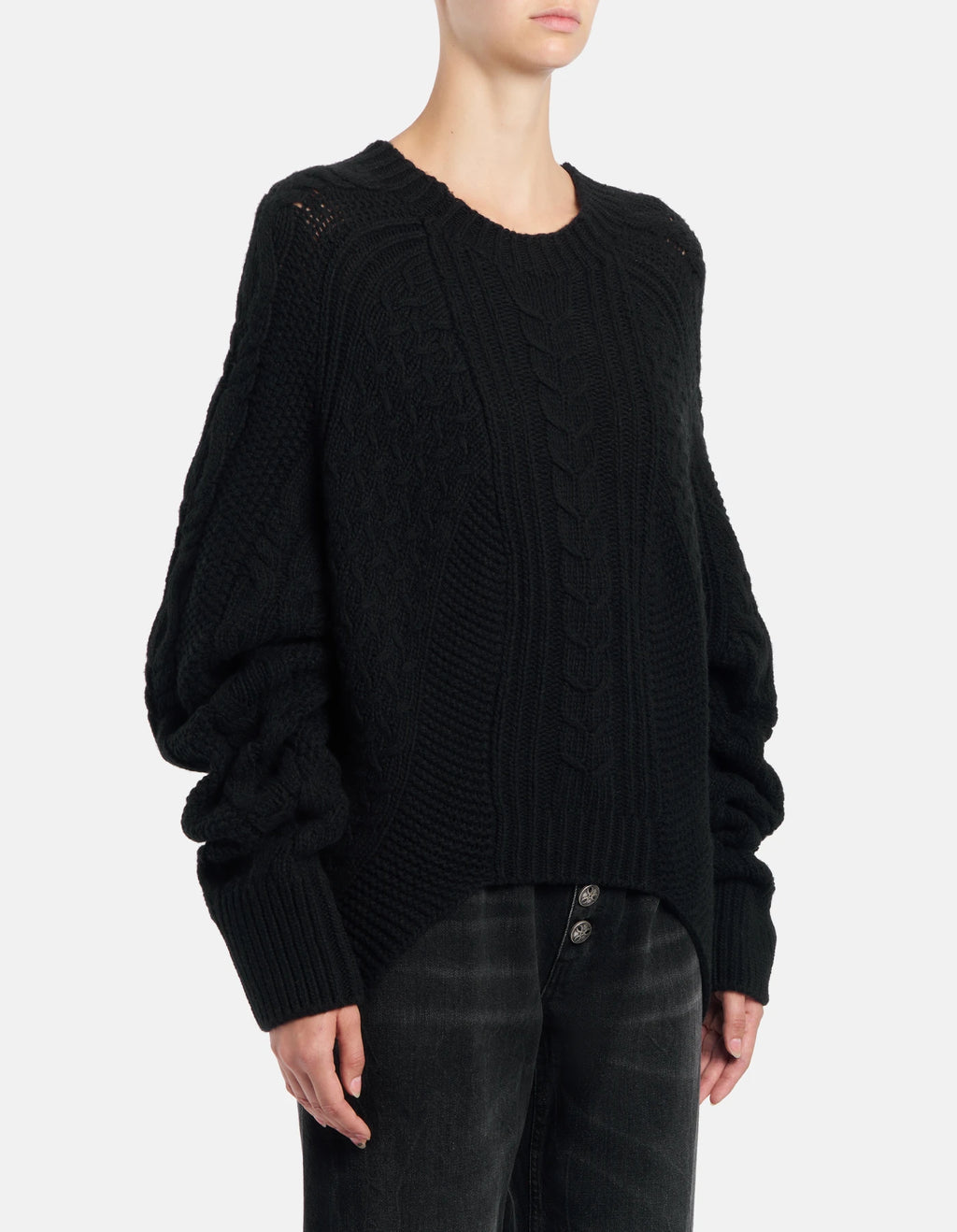 Jersey oversize de cuello redondo en lana trabajada de Dondup