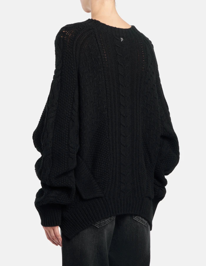 Jersey oversize de cuello redondo en lana trabajada de Dondup