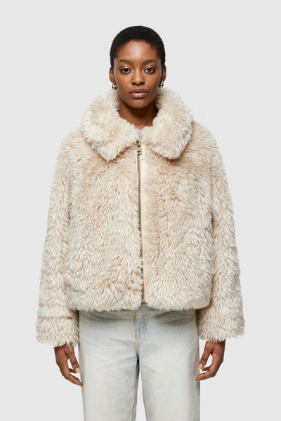 FAUX FUR SHORT JACKET 9258 - PEACH